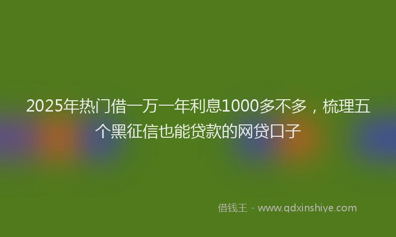 2025年热门借一万一年利息1000多不多，梳理五个黑征信也能贷款的网贷口子