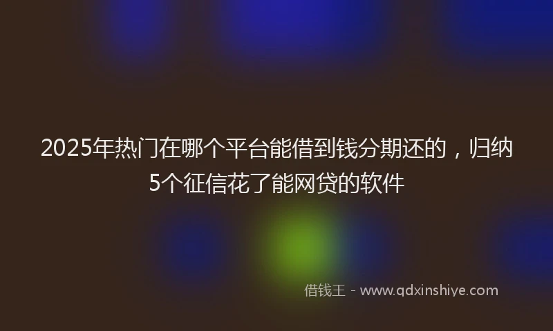 2025年热门在哪个平台能借到钱分期还的，归纳5个征信花了能网贷的软件