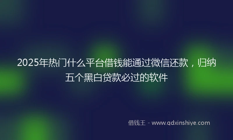 2025年热门什么平台借钱能通过微信还款，归纳五个黑白贷款必过的软件