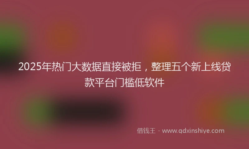 2025年热门大数据直接被拒，整理五个新上线贷款平台门槛低软件