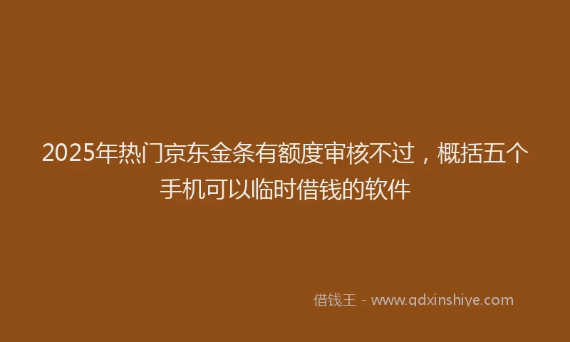 2025年热门京东金条有额度审核不过，概括五个手机可以临时借钱的软件