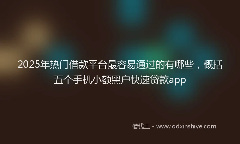 2025年热门借款平台最容易通过的有哪些，概括五个手机小额黑户快速贷款app