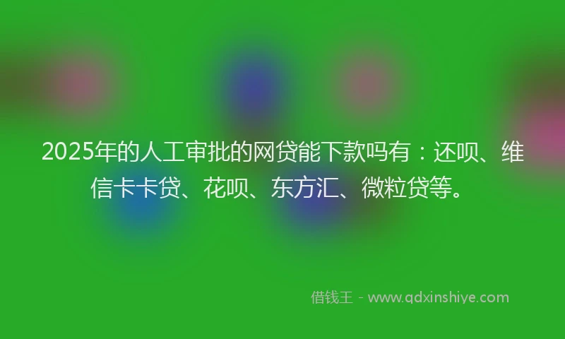 2025年的人工审批的网贷能下款吗有：还呗、维信卡卡贷、花呗、东方汇、微粒贷等。