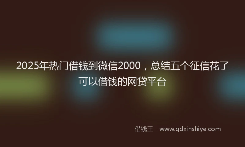 2025年热门借钱到微信2000，总结五个征信花了可以借钱的网贷平台