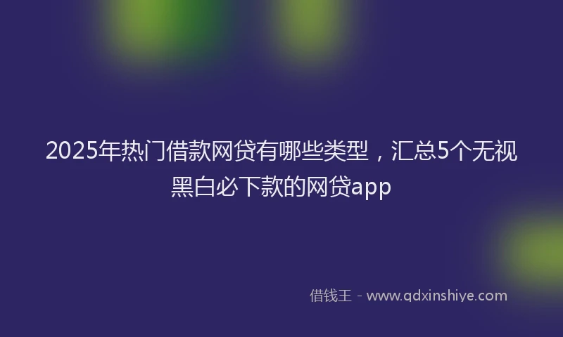 2025年热门借款网贷有哪些类型，汇总5个无视黑白必下款的网贷app