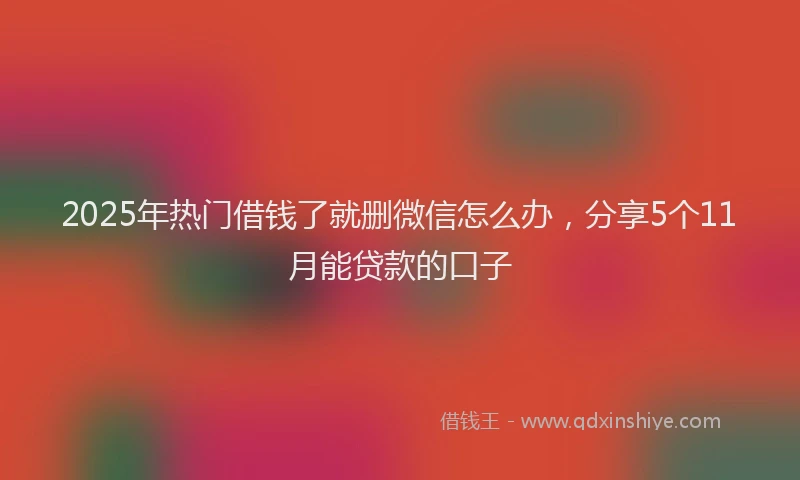 2025年热门借钱了就删微信怎么办，分享5个11月能贷款的口子