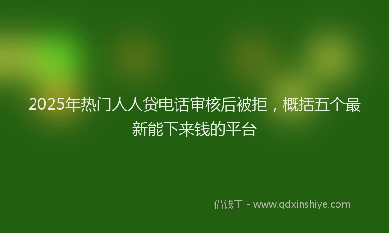 2025年热门人人贷电话审核后被拒，概括五个最新能下来钱的平台