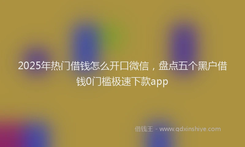 2025年热门借钱怎么开口微信，盘点五个黑户借钱0门槛极速下款app