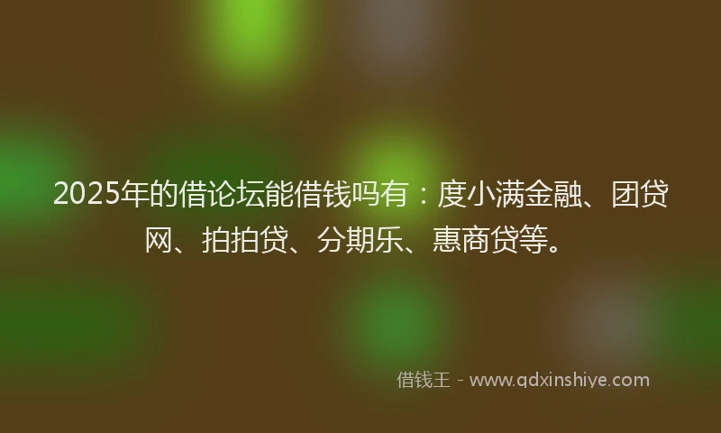 2025年的借论坛能借钱吗有：度小满金融、团贷网、拍拍贷、分期乐、惠商贷等。