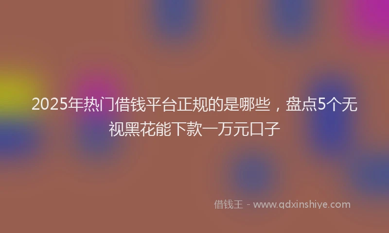 2025年热门借钱平台正规的是哪些，盘点5个无视黑花能下款一万元口子
