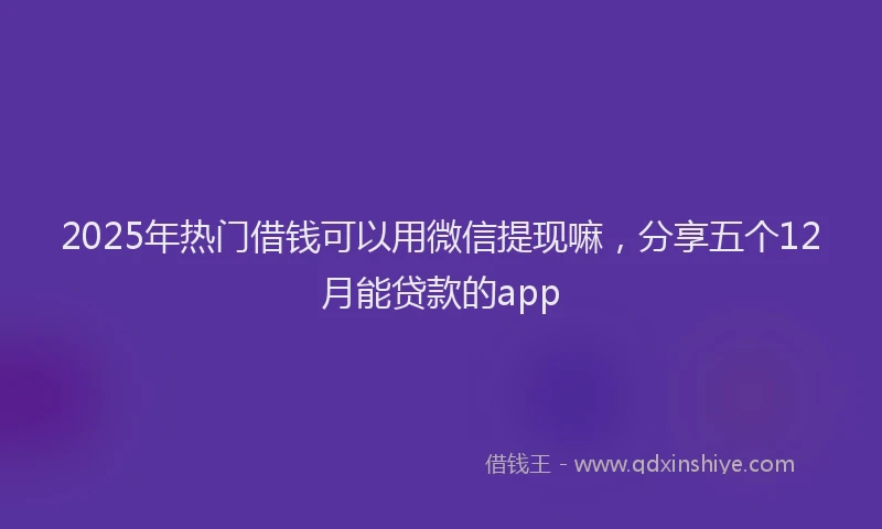 2025年热门借钱可以用微信提现嘛，分享五个12月能贷款的app