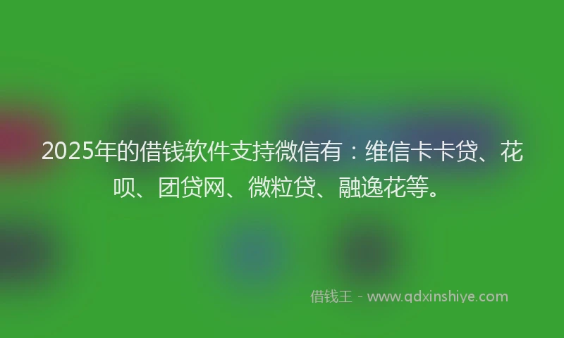 2025年的借钱软件支持微信有：维信卡卡贷、花呗、团贷网、微粒贷、融逸花等。