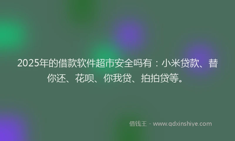 2025年的借款软件超市安全吗有：小米贷款、替你还、花呗、你我贷、拍拍贷等。