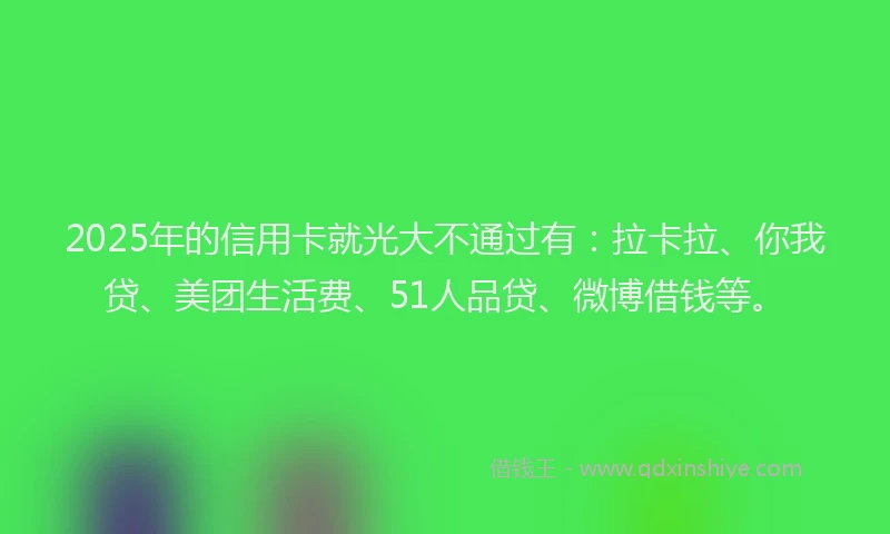 2025年的信用卡就光大不通过有：拉卡拉、你我贷、美团生活费、51人品贷、微博借钱等。