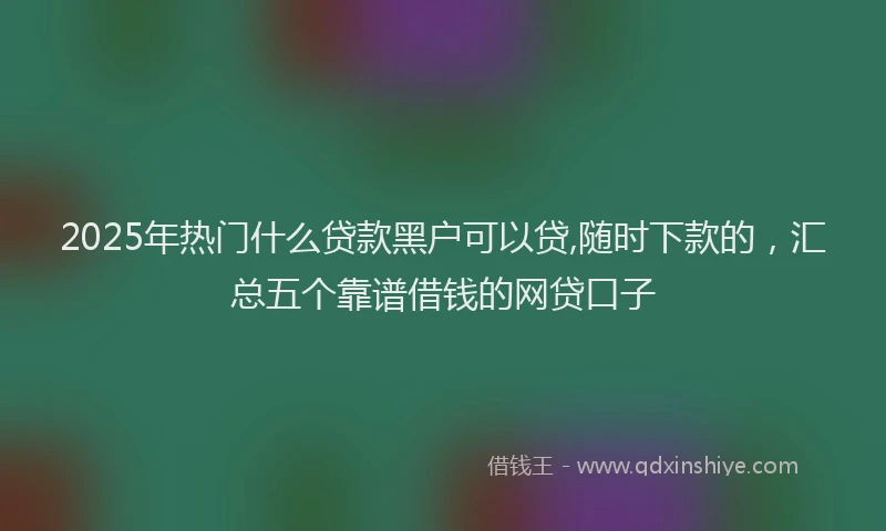 2025年热门什么贷款黑户可以贷,随时下款的，汇总五个靠谱借钱的网贷口子