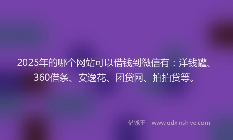 2025年的哪个网站可以借钱到微信有：洋钱罐、360借条、安逸花、团贷网、拍拍贷等。
