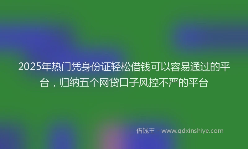 2025年热门凭身份证轻松借钱可以容易通过的平台，归纳五个网贷口子风控不严的平台