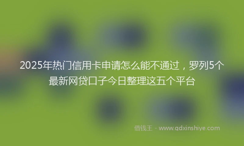2025年热门信用卡申请怎么能不通过，罗列5个最新网贷口子今日整理这五个平台