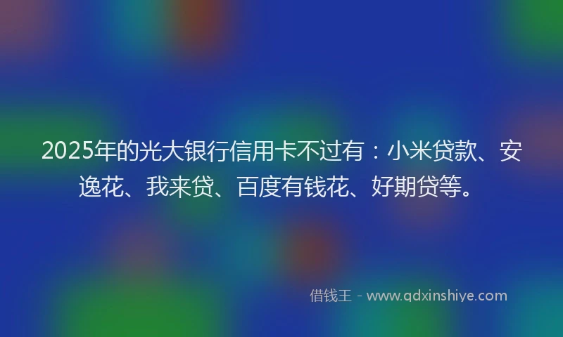 2025年的光大银行信用卡不过有：小米贷款、安逸花、我来贷、百度有钱花、好期贷等。