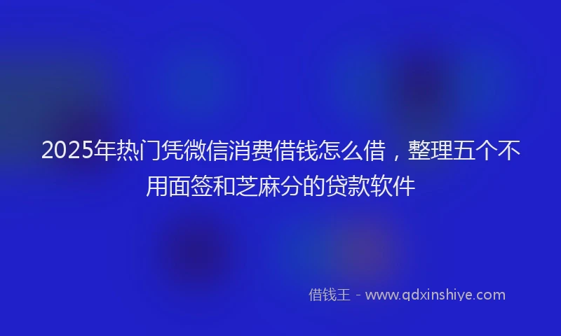 2025年热门凭微信消费借钱怎么借，整理五个不用面签和芝麻分的贷款软件