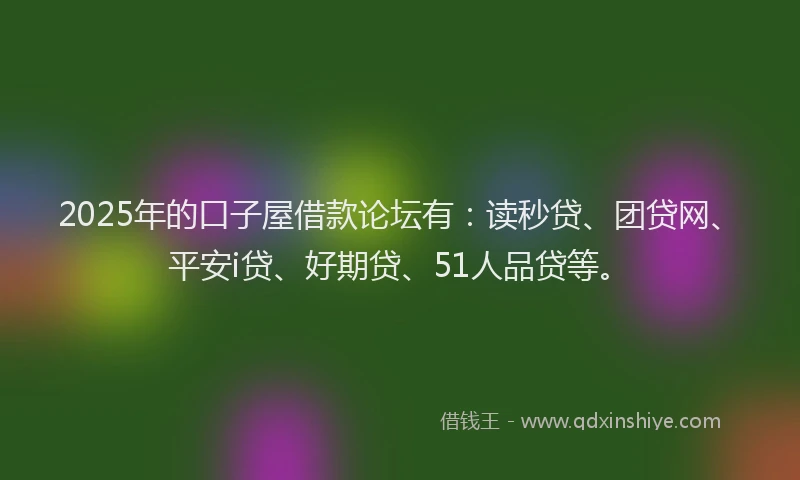 2025年的口子屋借款论坛有：读秒贷、团贷网、平安i贷、好期贷、51人品贷等。