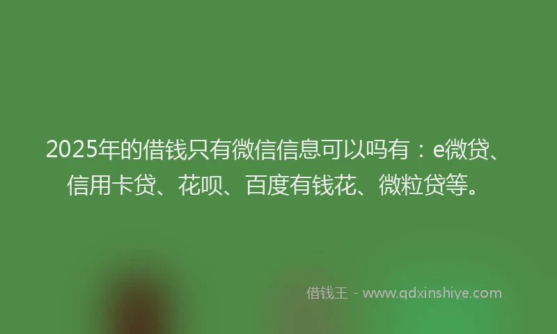 2025年的借钱只有微信信息可以吗有：e微贷、信用卡贷、花呗、百度有钱花、微粒贷等。