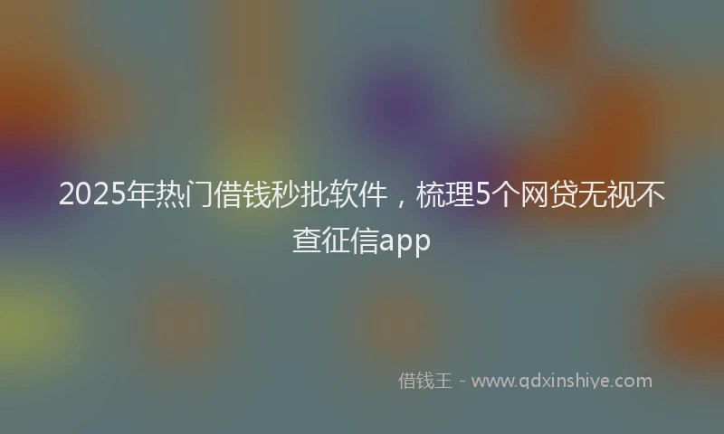 2025年热门借钱秒批软件，梳理5个网贷无视不查征信app