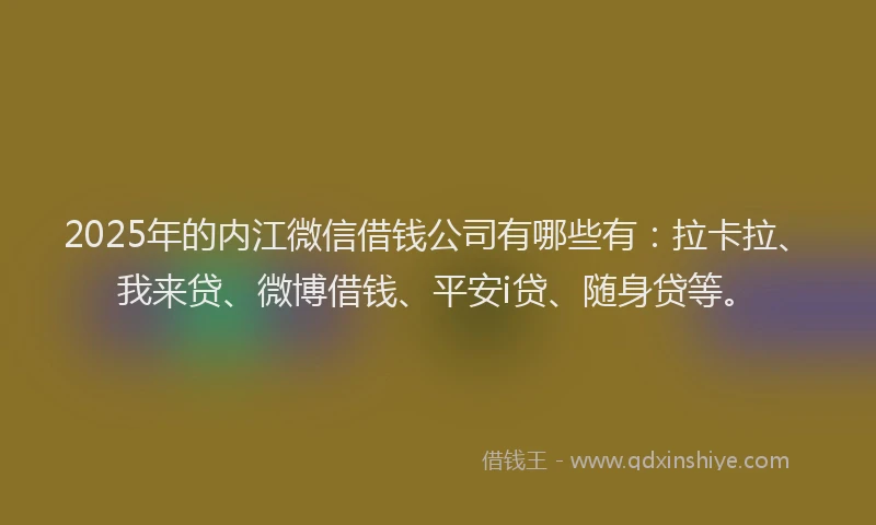 2025年的内江微信借钱公司有哪些有：拉卡拉、我来贷、微博借钱、平安i贷、随身贷等。