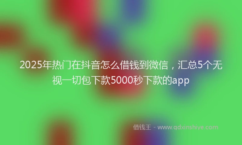 2025年热门在抖音怎么借钱到微信，汇总5个无视一切包下款5000秒下款的app