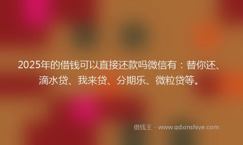 2025年的借钱可以直接还款吗微信有：替你还、滴水贷、我来贷、分期乐、微粒贷等。