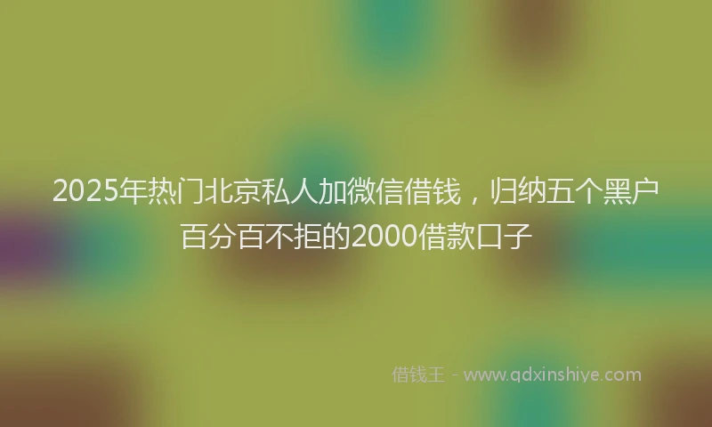 2025年热门北京私人加微信借钱，归纳五个黑户百分百不拒的2000借款口子