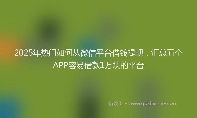 2025年热门如何从微信平台借钱提现，汇总五个APP容易借款1万块的平台