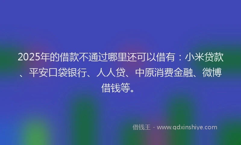 2025年的借款不通过哪里还可以借有：小米贷款、平安口袋银行、人人贷、中原消费金融、微博借钱等。