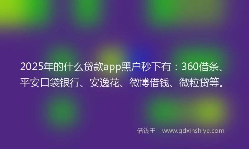2025年的什么贷款app黑户秒下有：360借条、平安口袋银行、安逸花、微博借钱、微粒贷等。