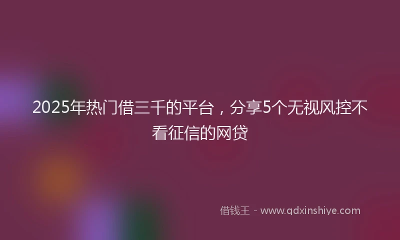2025年热门借三千的平台，分享5个无视风控不看征信的网贷