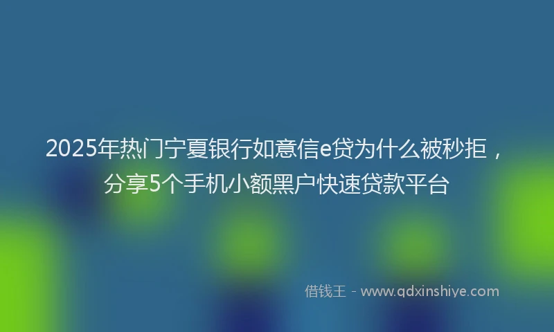 2025年热门宁夏银行如意信e贷为什么被秒拒，分享5个手机小额黑户快速贷款平台