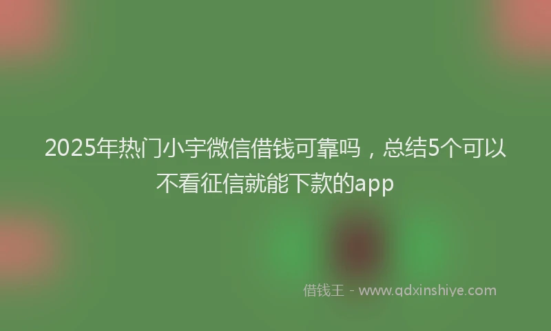2025年热门小宇微信借钱可靠吗，总结5个可以不看征信就能下款的app