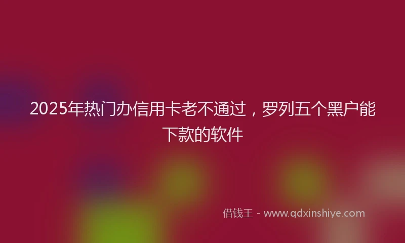 2025年热门办信用卡老不通过，罗列五个黑户能下款的软件