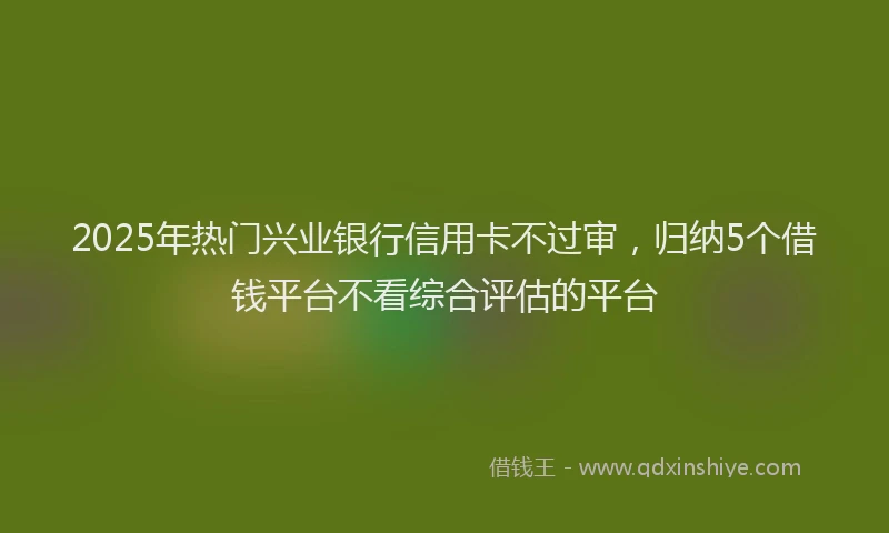 2025年热门兴业银行信用卡不过审，归纳5个借钱平台不看综合评估的平台