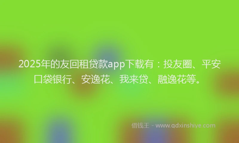 2025年的友回租贷款app下载有：投友圈、平安口袋银行、安逸花、我来贷、融逸花等。