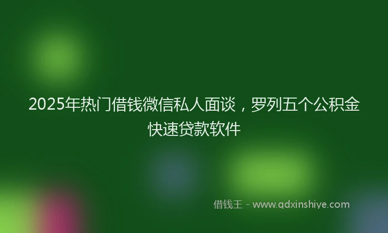2025年热门借钱微信私人面谈，罗列五个公积金快速贷款软件