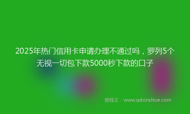 2025年热门信用卡申请办理不通过吗，罗列5个无视一切包下款5000秒下款的口子