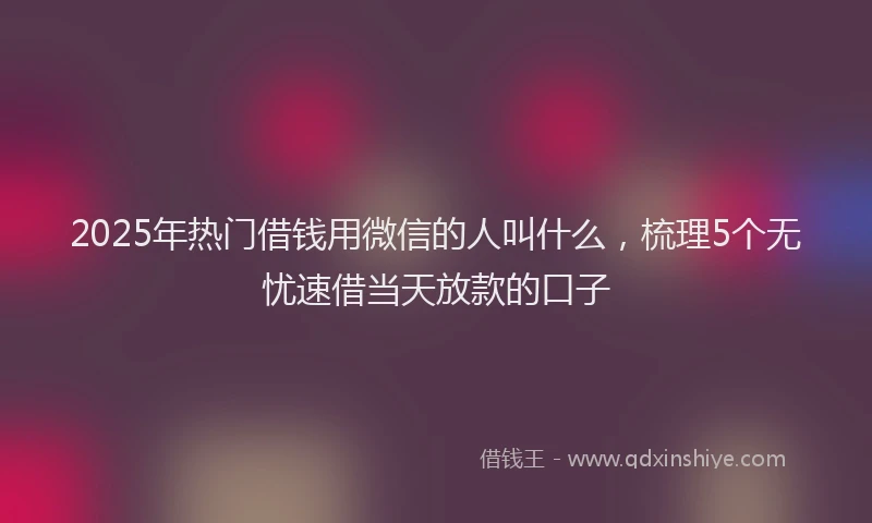 2025年热门借钱用微信的人叫什么，梳理5个无忧速借当天放款的口子
