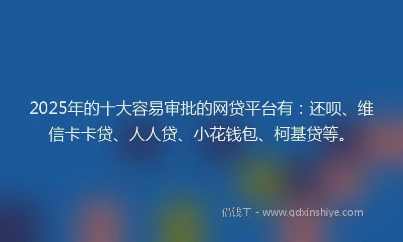 2025年的十大容易审批的网贷平台有：还呗、维信卡卡贷、人人贷、小花钱包、柯基贷等。
