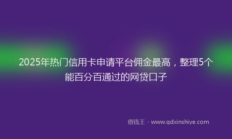 2025年热门信用卡申请平台佣金最高，整理5个能百分百通过的网贷口子