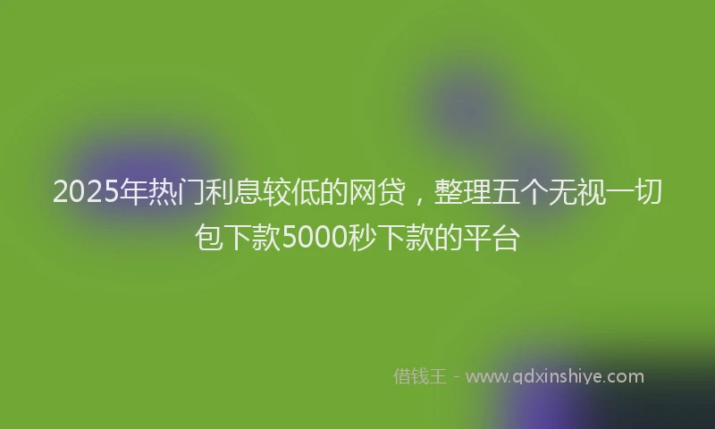 2025年热门利息较低的网贷，整理五个无视一切包下款5000秒下款的平台