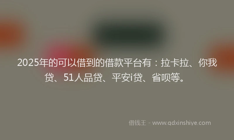 2025年的可以借到的借款平台有：拉卡拉、你我贷、51人品贷、平安i贷、省呗等。