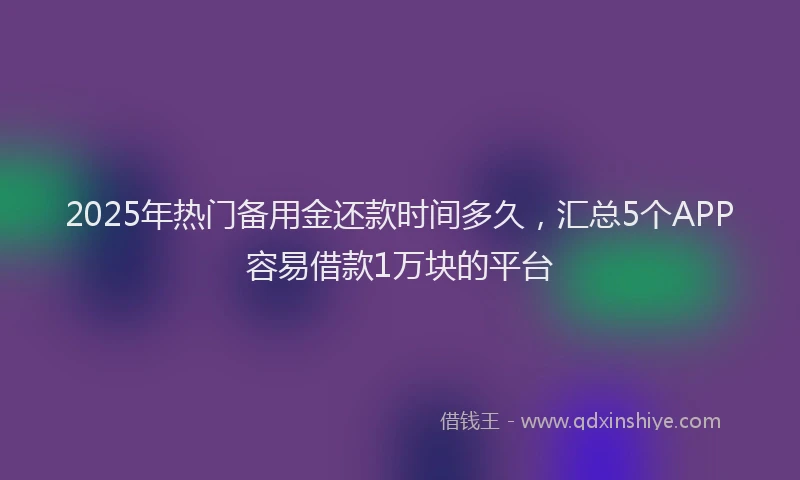2025年热门备用金还款时间多久，汇总5个APP容易借款1万块的平台