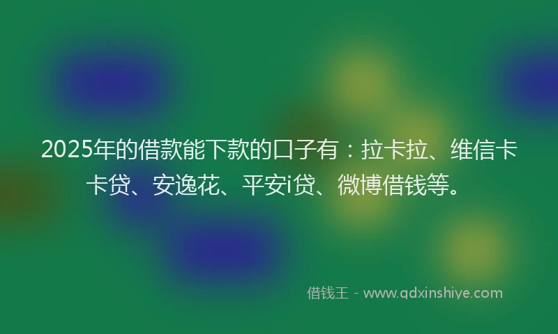 2025年的借款能下款的口子有：拉卡拉、维信卡卡贷、安逸花、平安i贷、微博借钱等。