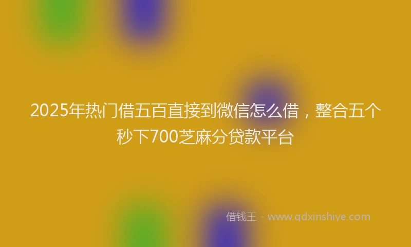 2025年热门借五百直接到微信怎么借，整合五个秒下700芝麻分贷款平台